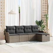 vidaXL Trädgårdsoffset 5 pcs Grå 231 x 117 x 85 cm Poly rattan