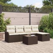 vidaXL Trädgårdsoffset 6 pcs Brun och gräddvit 231 x 117 x 85 cm