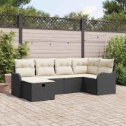 vidaXL Trädgårdsoffset 6 pcs Svart och gräddvit 232,5 x 122,5 x 85 cm