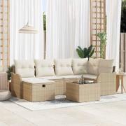 vidaXL Trädgårdsoffset 7 pcs beige och gräddvit 232,5 x 122,5 x 85 cm