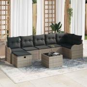 vidaXL Trädgårdsoffset 8 pcs Grå 287.5 x 122.5 x 85 cm Poly rattan