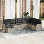 vidaXL Trädgårdsoffset 8 pcs Ljusgrå 287,5 x 177,5 x 85 cm Poly rattan