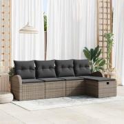 vidaXL Trädgårdsoffset 5 pcs Grå 234 x 117 x 85 cm Poly rattan