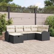 vidaXL Trädgårdsoffset 6 pcs Svart och gräddvit 234 x 124 x 85 cm