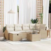 vidaXL Trädgårdsoffset 7 pcs beige och gräddvit 234 x 124 x 85 cm