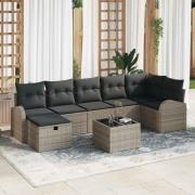 vidaXL Trädgårdsoffset 8 pcs Grå 289 x 124 x 85 cm Poly rattan