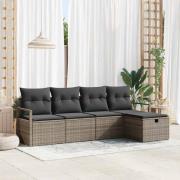 vidaXL Trädgårdsoffset 5 pcs Grå 230 x 117 x 85 cm Poly rattan