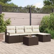 vidaXL Trädgårdsoffset 6 pcs Brun och gräddvit 230 x 117 x 85 cm