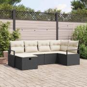 vidaXL Trädgårdsoffset 6 pcs Svart och gräddvit 232 x 122 x 85 cm