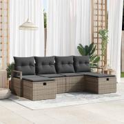 vidaXL Trädgårdsoffset 6 pcs Grå 230 x 117 x 85 cm Poly rattan