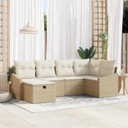 vidaXL Trädgårdsoffset med kudde med lagring 6 pcs Beige, Kräm