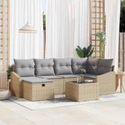 vidaXL Trädgårdsoffset med kudde med lagring 7 pcs Beige, ljusgrå