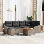 vidaXL Trädgårdsoffset med kudde med lagring 7 pcs Grå Poly rattan
