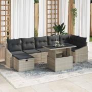 vidaXL Trädgårdsoffset med kudde med lagring 8 pcs Ljusgrå Poly rattan