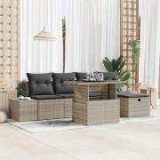 vidaXL Trädgårdsoffset 7 pcs Ljusgrå Poly rattan