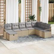 vidaXL Trädgårdsoffset 8 pcs Beige Poly rattan