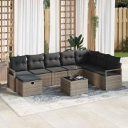 vidaXL Trädgårdsoffset 8 pcs Grå Poly rattan