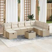 vidaXL Trädgårdsoffset 9 pcs Beige Poly rattan