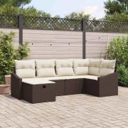 vidaXL Trädgårdsoffset 6 pcs Brun 55 x 62 x 69 cm Poly rattan