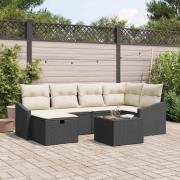 vidaXL Trädgårdsoffset 7 pcs Svart 55 x 62 x 69 cm Poly rattan