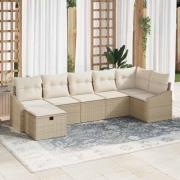 vidaXL Trädgårdsoffset 7 pcs Beige 55 x 62 x 69 cm Poly rattan