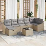 vidaXL Trädgårdsoffset 8 pcs Beige 55 x 62 x 69 cm Poly rattan