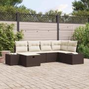 vidaXL Trädgårdsoffset 6 pcs Brun 55 x 62 x 69 cm Poly rattan