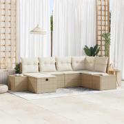 vidaXL Trädgårdsoffset 6 pcs Beige 55 x 62 x 69 cm Poly rattan