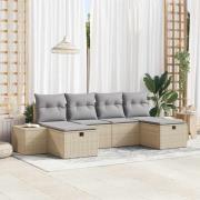 vidaXL Trädgårdsoffset 6 pcs Beige 55 x 62 x 69 cm Poly rattan