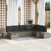 vidaXL Trädgårdsoffset med kudde 8 pcs Grå 55 x 62 x 69 cm Poly rattan