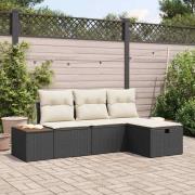 vidaXL Trädgårdsoffset 4 pcs Svart 55 x 62 x 69 cm Poly rattan