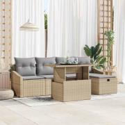 vidaXL Trädgårdsoffset Höjdjusterbar 6 pcs Beige konstrotting