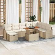 vidaXL Trädgårdsoffset Höjdjusterbar 9 pcs Beige konstrotting