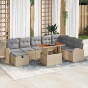 vidaXL Trädgårdsoffset Höjdjusterbar 9 pcs Beige konstrotting