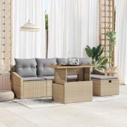 vidaXL Trädgårdsoffset Höjdjusterbar 6 pcs Beige konstrotting