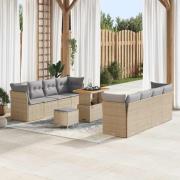 vidaXL Trädgårdsoffset 11 pcs Beige konstrotting