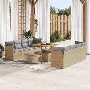 vidaXL Trädgårdsoffset 11 pcs Beige konstrotting