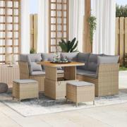 vidaXL Trädgårdsoffset Höjdjusterbar 8 pcs Beige konstrotting