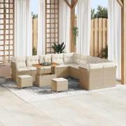 vidaXL Trädgårdsoffset 13 pcs Beige konstrotting