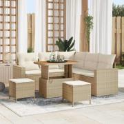 vidaXL Trädgårdsoffset 8 pcs Beige konstrotting