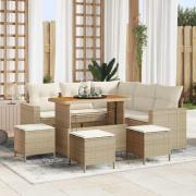 vidaXL Trädgårdsoffset 9 pcs Beige konstrotting