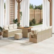 vidaXL Trädgårdsoffset 10 pcs Beige konstrotting
