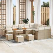 vidaXL Trädgårdsoffset 13 pcs Beige konstrotting