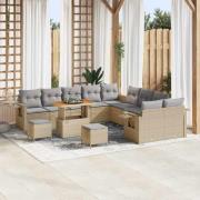 vidaXL Trädgårdsoffset 13 pcs Beige konstrotting