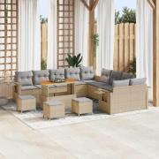 vidaXL Trädgårdsoffset 14 pcs Beige konstrotting