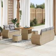 vidaXL Trädgårdsoffset 8 pcs Beige konstrotting