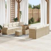 vidaXL Trädgårdsoffset 11 pcs Beige konstrotting