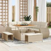 vidaXL Trädgårdsoffset 8 pcs Beige konstrotting