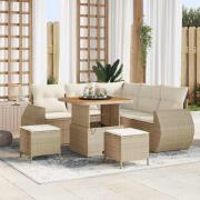 vidaXL Trädgårdsoffset 8 pcs Beige konstrotting
