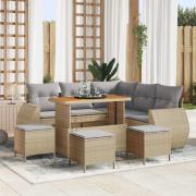 vidaXL Trädgårdsoffset 9 pcs Beige konstrotting